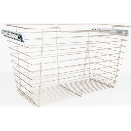 HARDWARE RESOURCES Satin Nickel Closet Pullout Basket with Slides 16"Dx17"Wx17"H POB1-161717SN